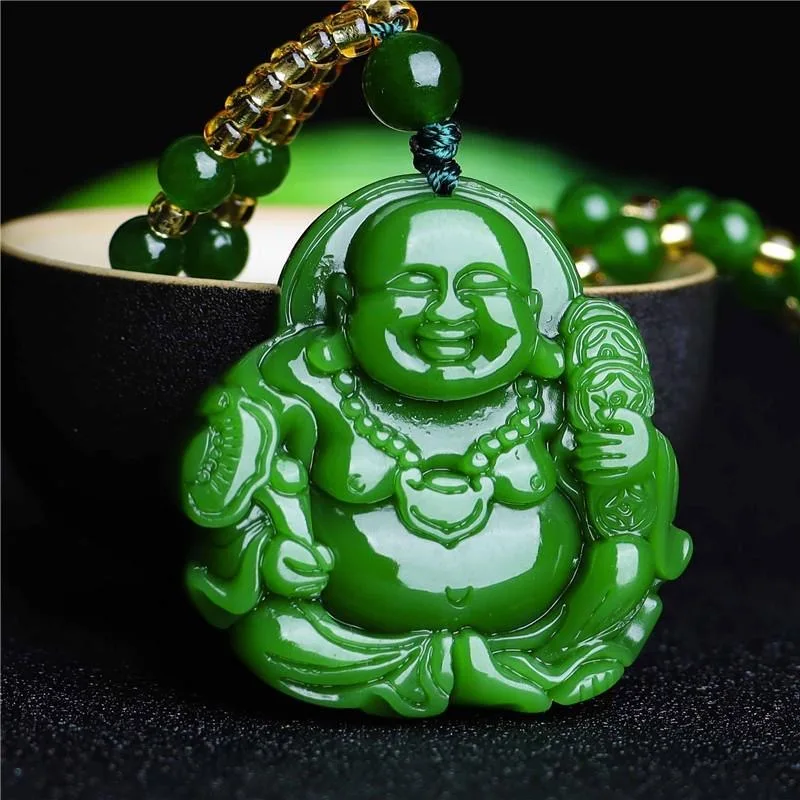 Men'S Vegan Accessories - Chinese Groene Jade Maitreya Boeddha Hanger