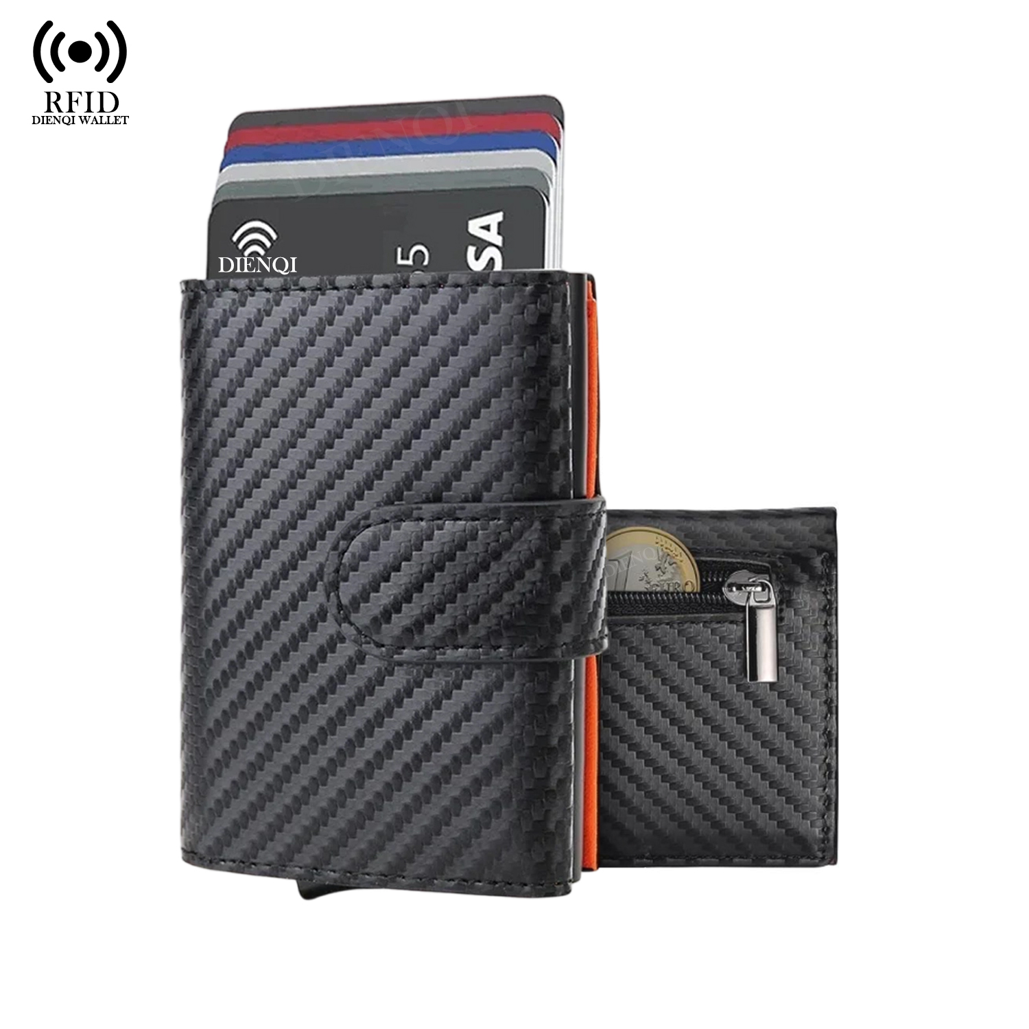 Coin Holder Men - Microfiber lederen visitekaartjeshouder Rfid Carbon kaarthouder
