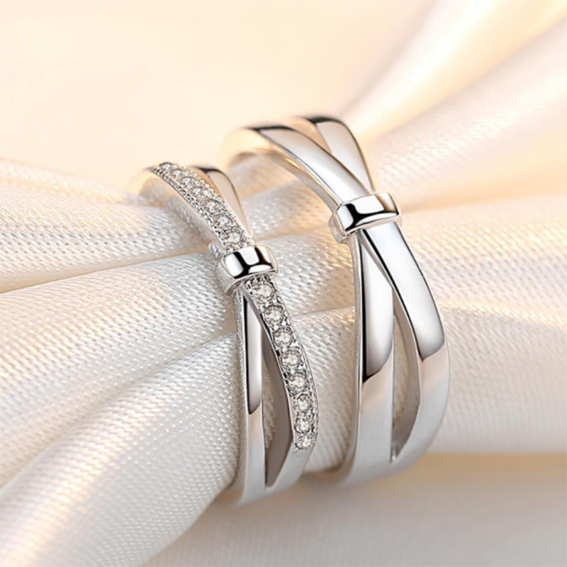 Men'S Accessories Hand Bands - Romantische Strik Paar Ringen Shiny Crystal