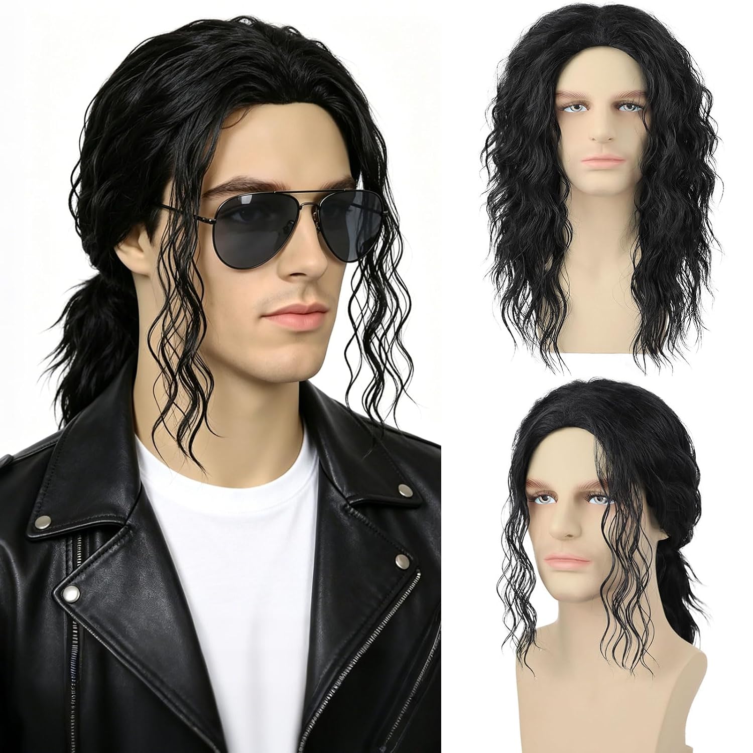 Men'S Accessories In The 80S - Zwarte krullende pruik voor heren voor
