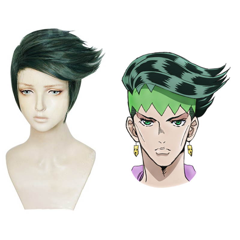Men'S Vegan Accessories - Rohan Kishibe Cosplay Pruik Kort Donkergroen