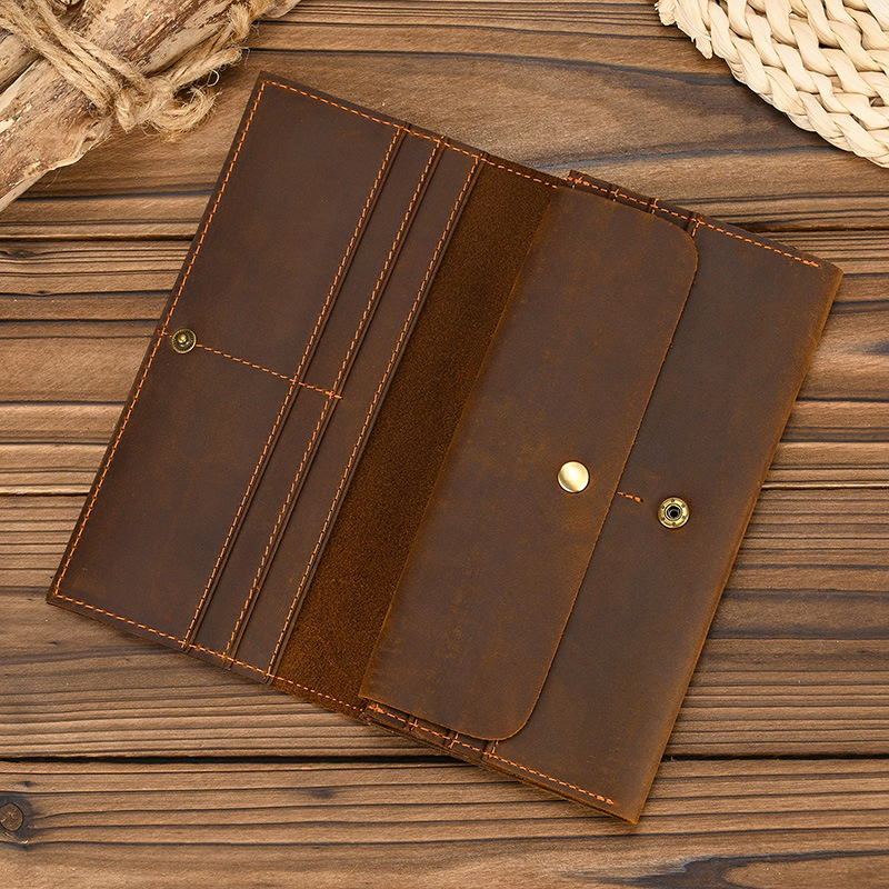 Coin Holder Men - Lange portemonnee van Crazy Horse-leer voor