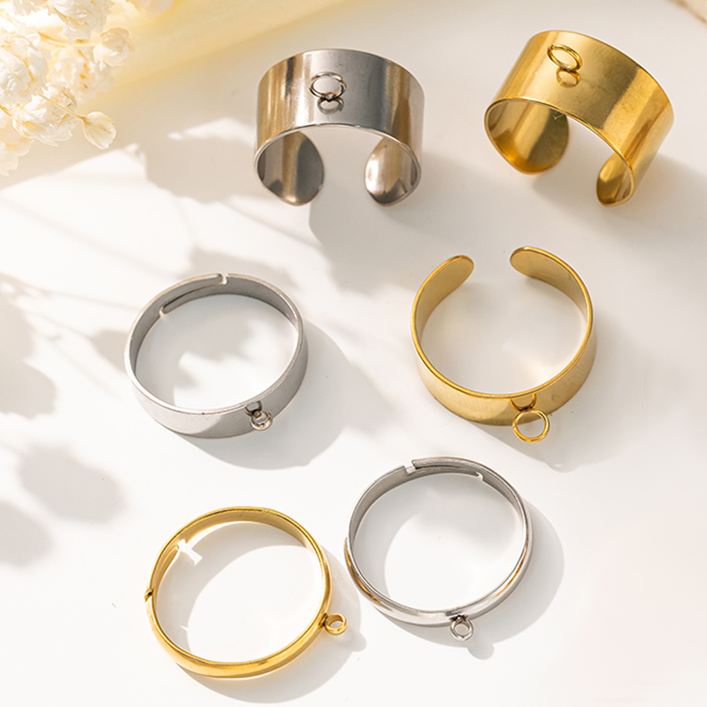 Men Accessories Ring - 5 stks/partij Rvs Goud Kleur Open